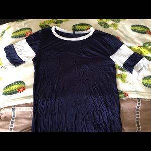 Navy blue and white tee
